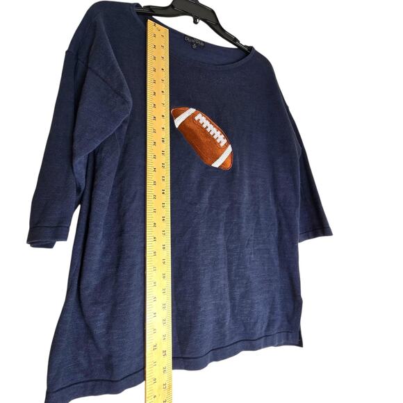Women’s Medium Bua Bua Blue Sequin Football 3/4 Sleeve Pullover Tunic Top - Picture 4 of 16